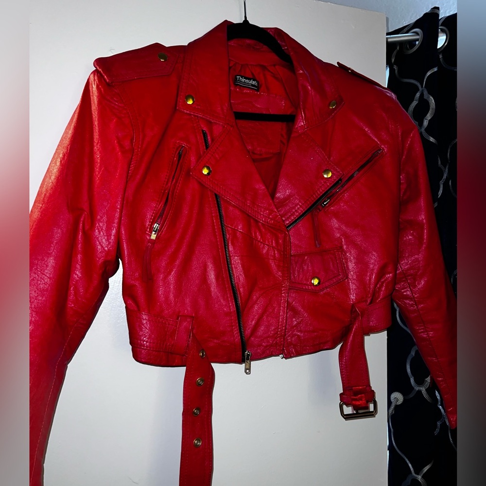 Vintage Genuine Leather red jacket